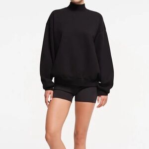 NWT Skims Cotton Fleece Mock Neck Pullover in Onyx Size Small